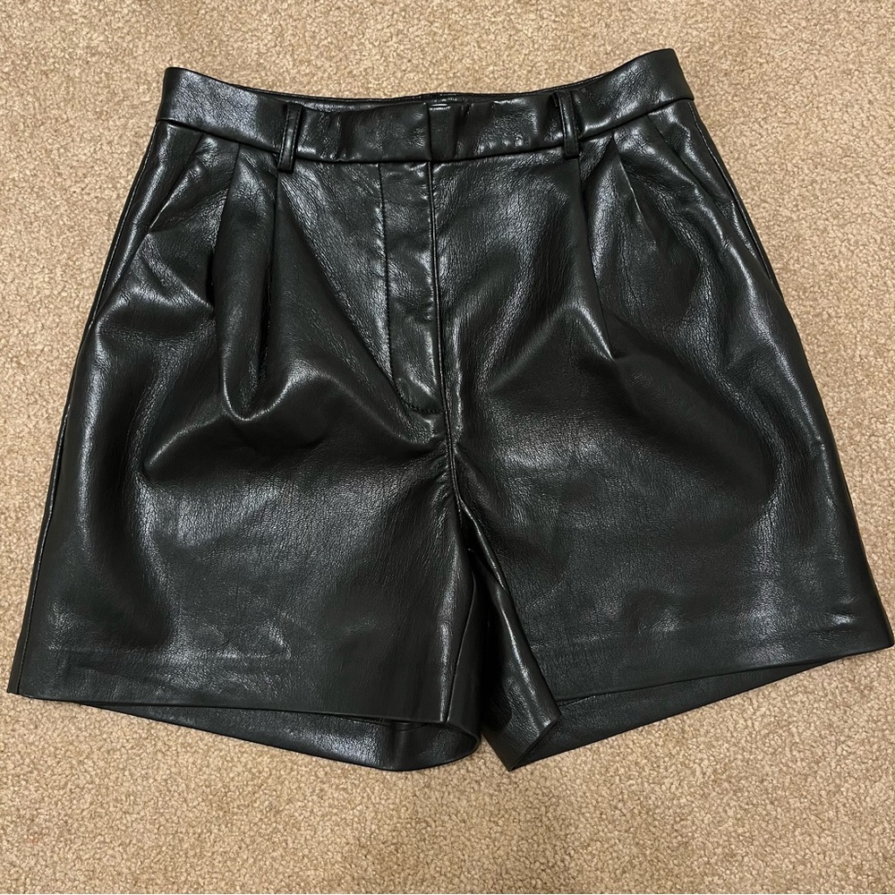 Wilfred Black High Waist Leather Shorts